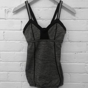 LULULEMON Light Up Tank Top Black Gray STATIC REFLECTIVE STRAPS  size 4
